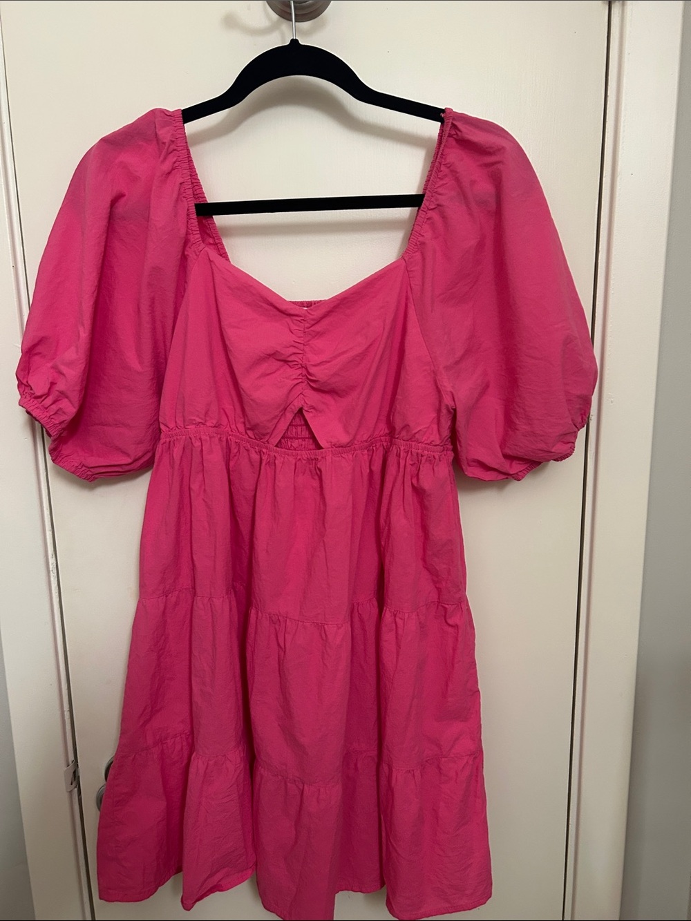 Fuchsia Ruched Front Tiered Sundress